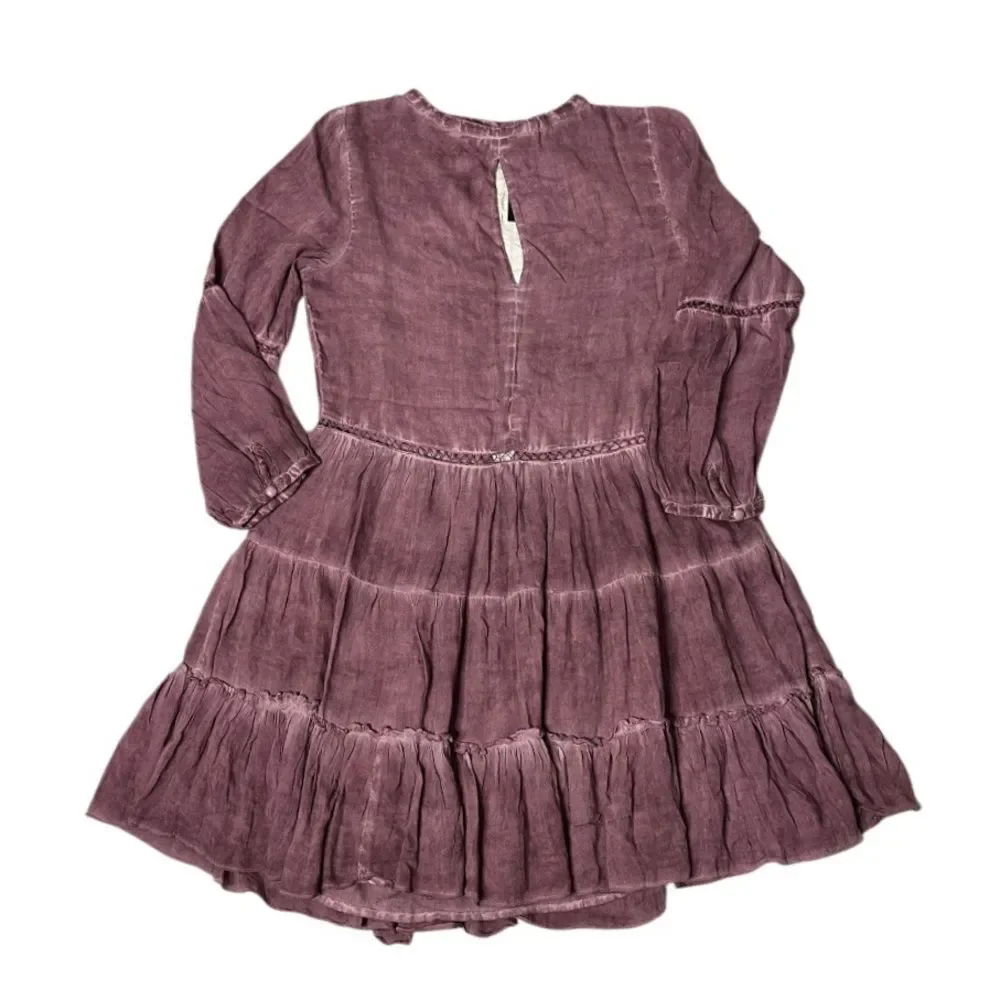 SEA GYPSIES Forever Flounce Dress Dress Purple Plum Boho Mini Size Large NEW